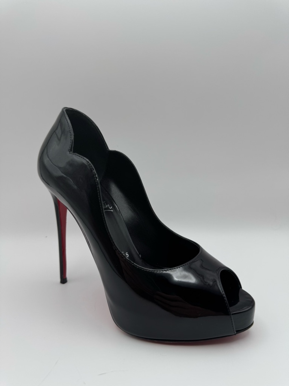 Christian Louboutin Hot Chick Alta 120 Black Patent Peep Toe Platform EU 36 - Picture 2 of 7